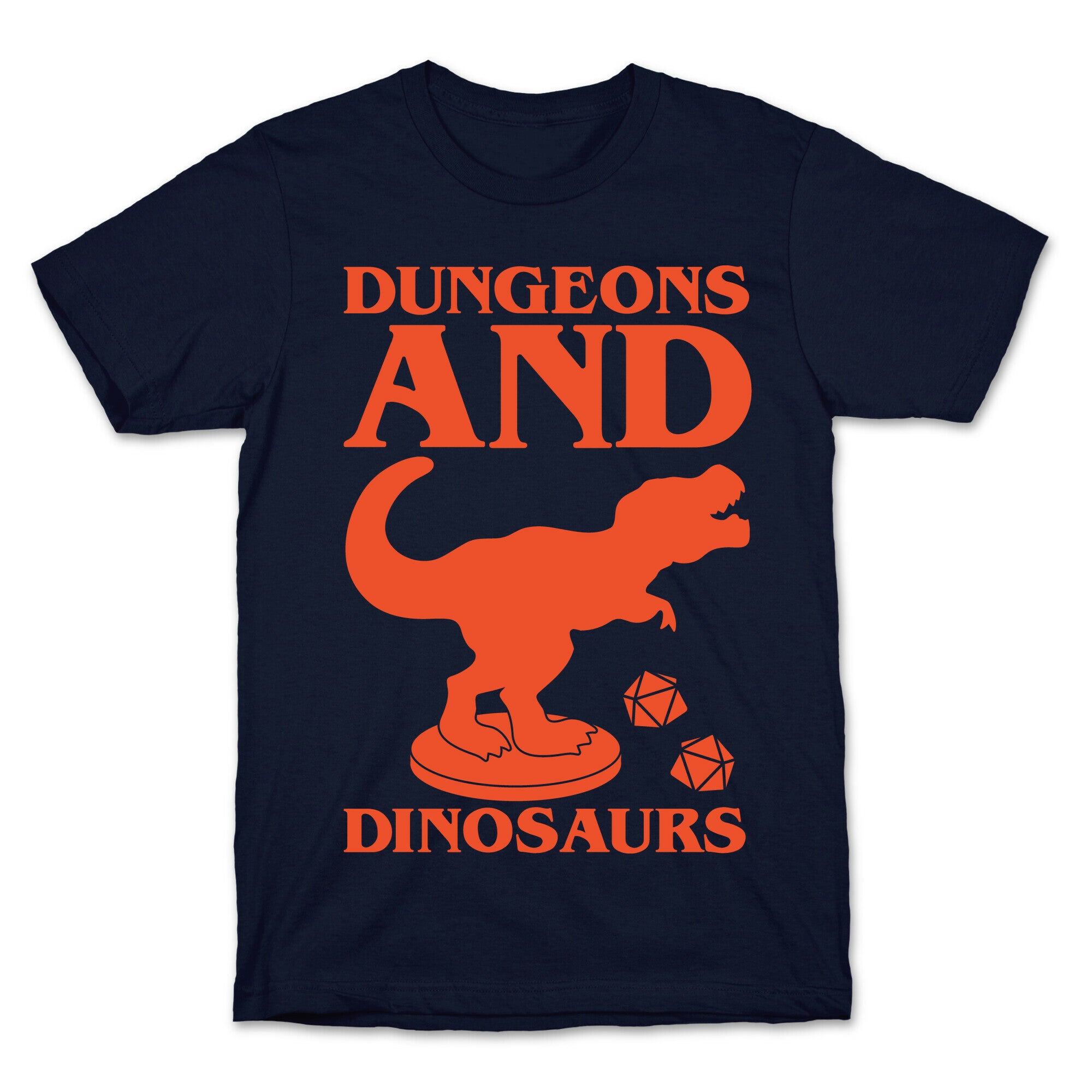 Dungeons and Dinosaurs Parody White Print T-Shirt